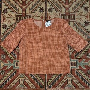 NWT Theory Wool Blend Terracotta Printed Knit Top Sz 2